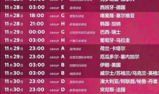 今天世界杯赛程时间表 今天世界杯赛程时间表